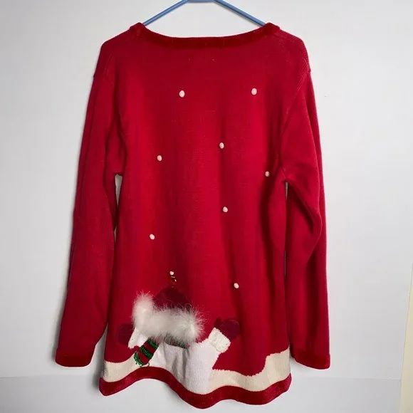 Vintage The Quacker Factory Women Sweater 1X Christmas Snowman Holiday Knit - Picture 2 of 9
